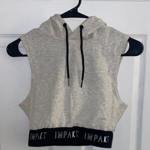 Grey Sleeveless Hoodie Crop Top